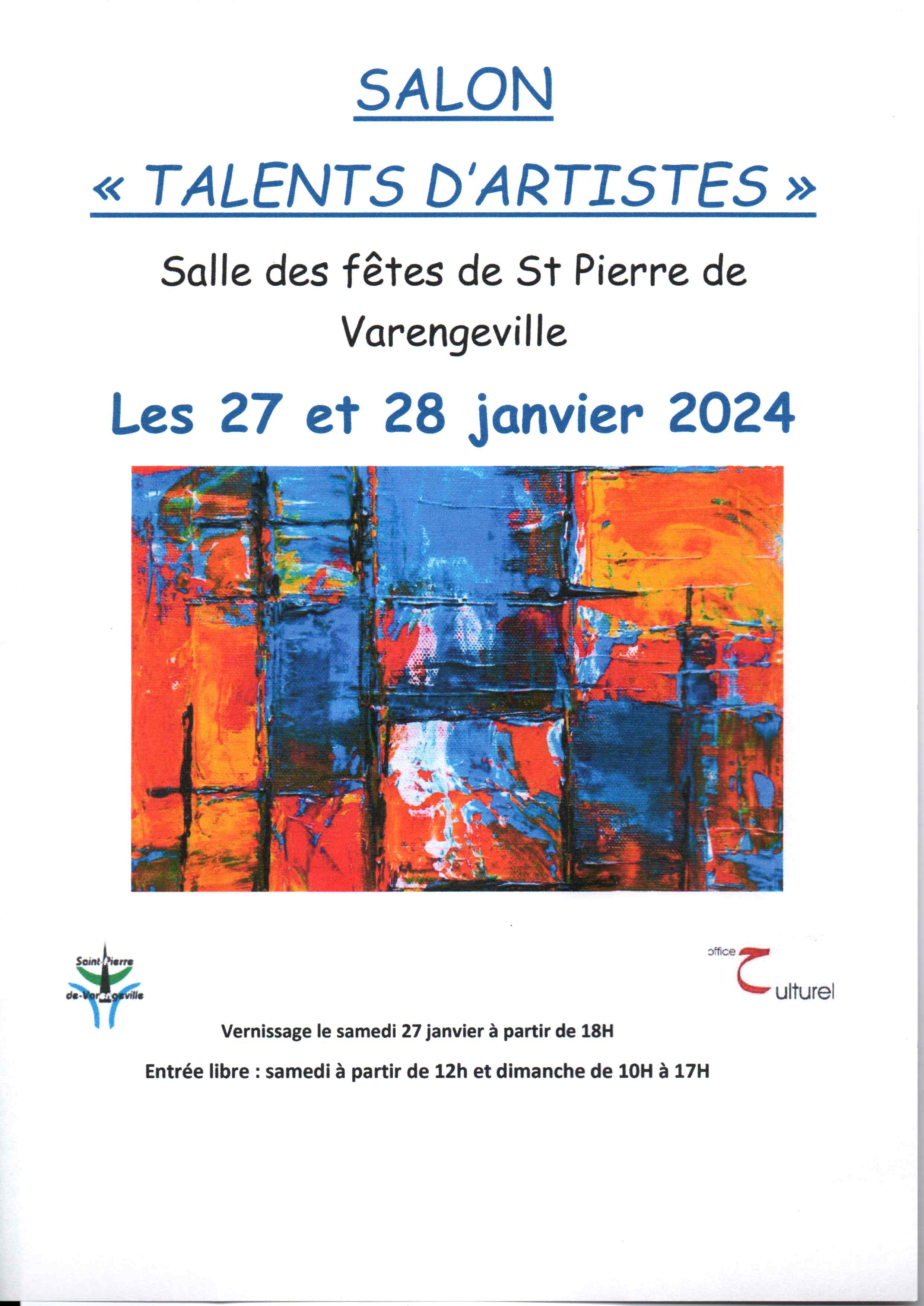 affiche exposition "talents d'artistes" de l'office culturel à saint-pierre-de-varengeville
