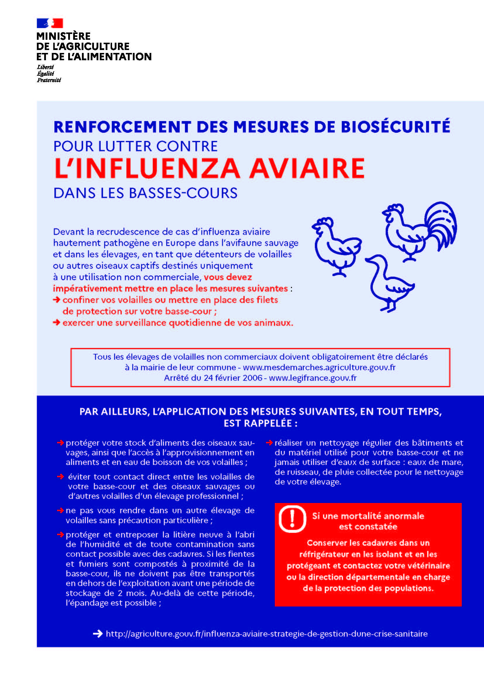 le risque influenza aviaire hautement pathogène (IAHP) est à un niveau élevé