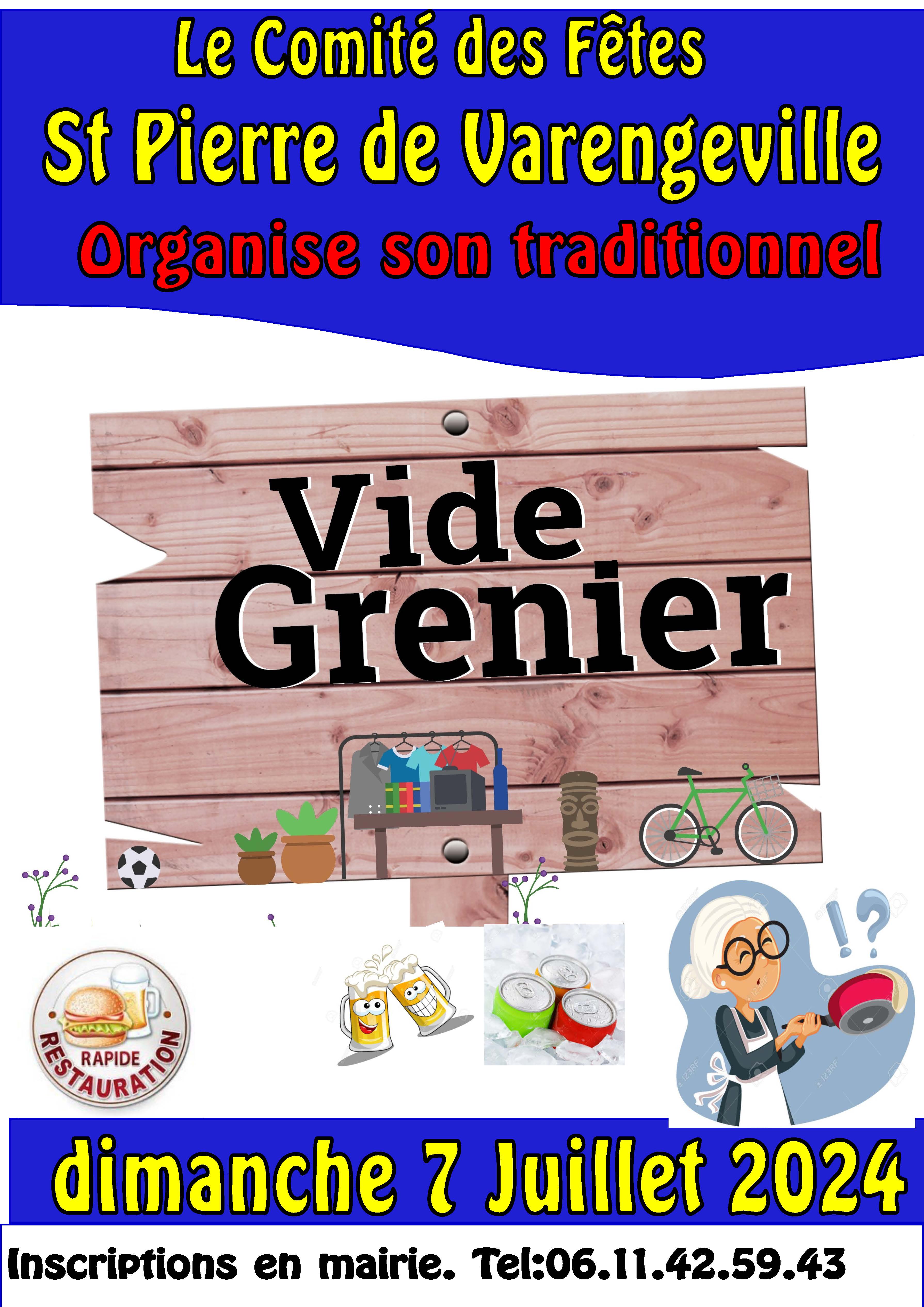 affiche vide grenier comite des fetes saint pierre de varengeville