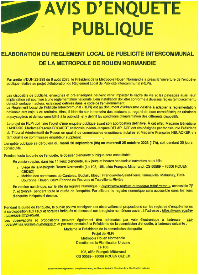 enquête publique métropole